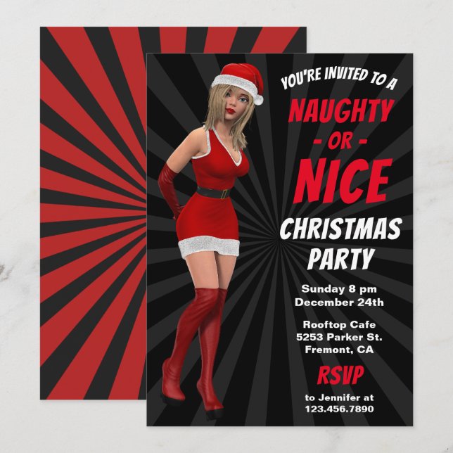 Invitation vilain ou Nice de fille de Père Noël de (Devant / Derrière)