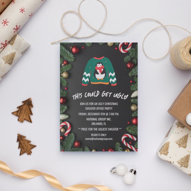 Invitation Vilain Sweat de Noël Bureau fête de Noël (Ugly Christmas Sweater Office Christmas Party Invitation)