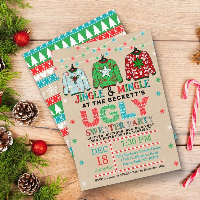 Invitation Vilain Sweat de Noël Kraft Fête (Créateur téléchargé)