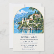 Villa del Balbianello arquée aquarelle sur le lac 