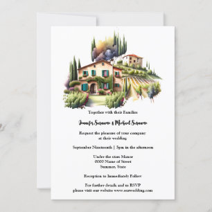 Invitation Villa toscane aquarelle Vignoble italien