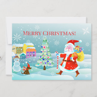 Invitation village de la nouvelle année et le père noël vient