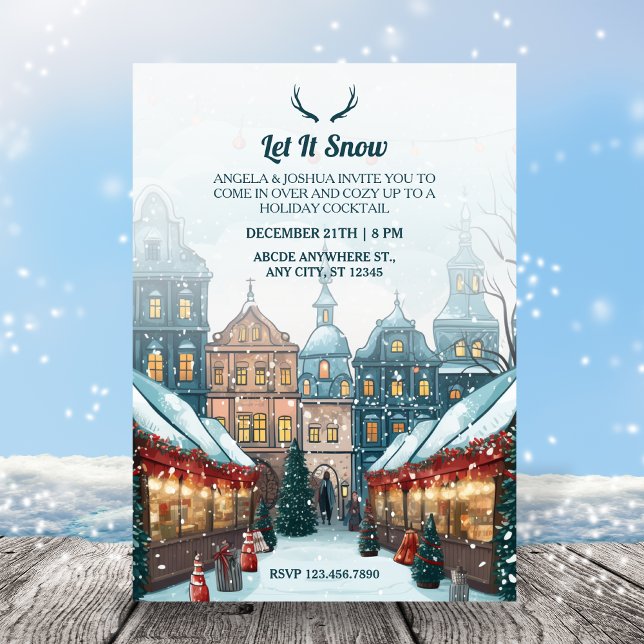 Invitation Village de Noël d'hiver laissez neiger (Créateur téléchargé)