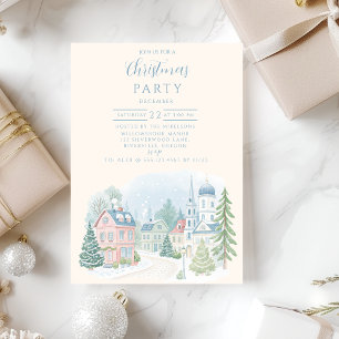 Invitation Village de Noël hivernal pastel