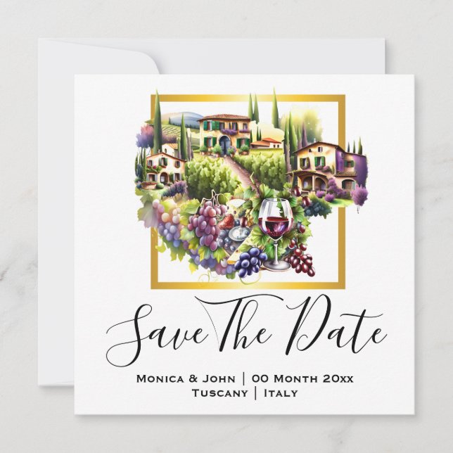 Invitation Villas toscanes Vin italien Italie vino aquarelle (Devant)