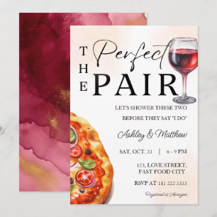Invitation Vin à Pizza Couple Parfait Mariage Cérémonie Mixte