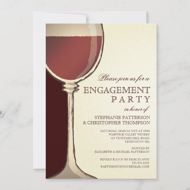 Invitation Vin âgé de partie de fiançailles de mariage (Devant)