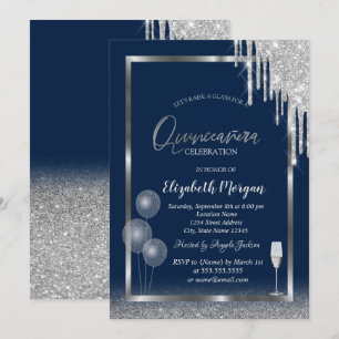 Invitation Vin Balloons Parties scintillant Drives Blue Quinc