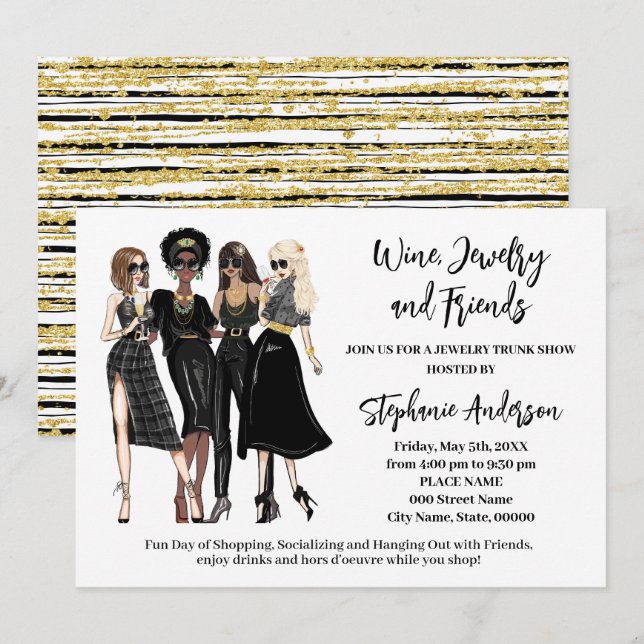 Invitation Vin Bijoux et amis Trunk Show (Devant / Derrière)