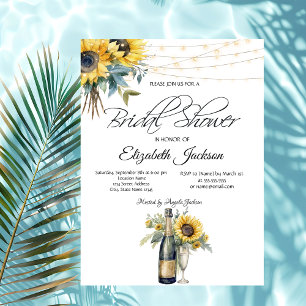 Invitation Vin Bouteille Verre Tournesol Fête des mariées lég