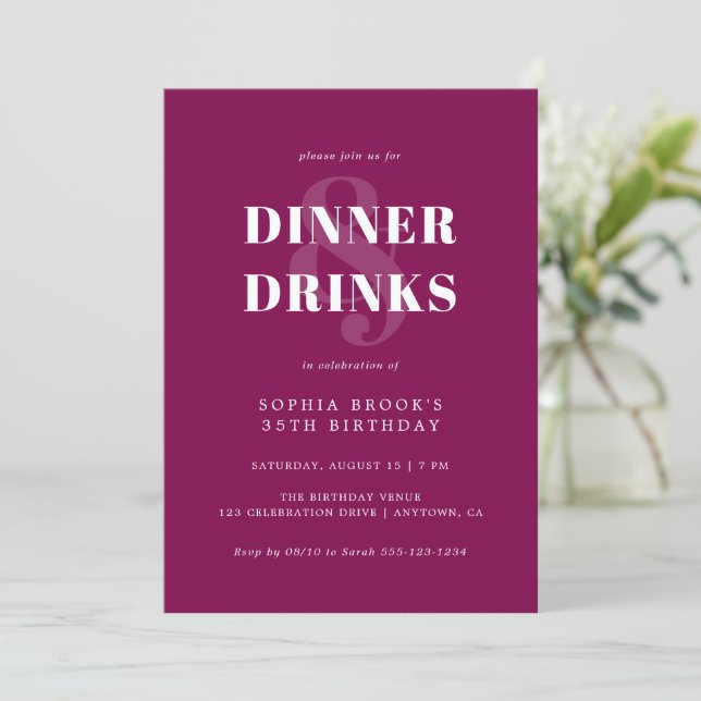 Invitation Vin Chic Moderne Typographie audacieuse Dîner d'an (Debout devant)