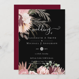 Invitation Vin de Bourgogne Pampas Grass Mariage Tropical