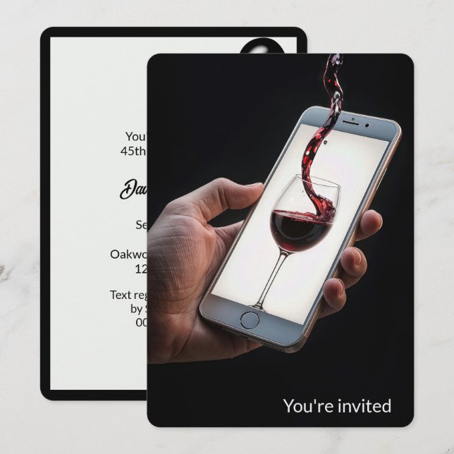 Invitation Vin de fête du 45e anniversaire sur écran Smartpho (Devant / Derrière)