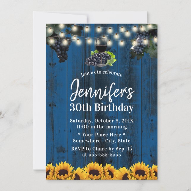 Invitation Vin de la Marine Blue Sunflower 30e anniversaire (Devant)