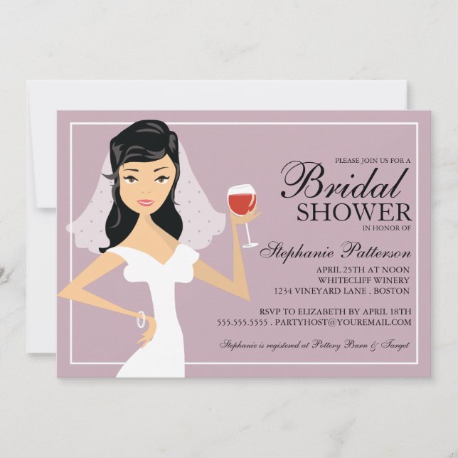 Invitation Vin de mariée moderne thème Douche nuptiale Invita (Devant)