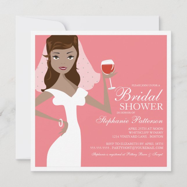 Invitation Vin de mariée moderne thème Douche nuptiale Invita (Devant)