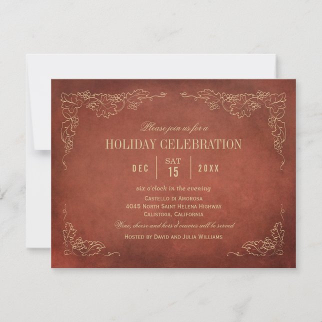 Invitation Vin de vacances | Vignoble Vintage (Devant)