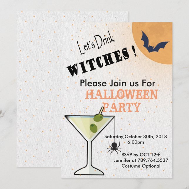 Invitation Vin d'Halloween (Devant / Derrière)