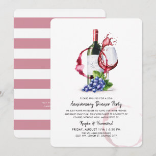 Invitation Vin & Dîner Occassion Anniversaire Red Stripes