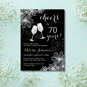 Invitation Vin d'oie Floral Noir Jalon Anniversaire