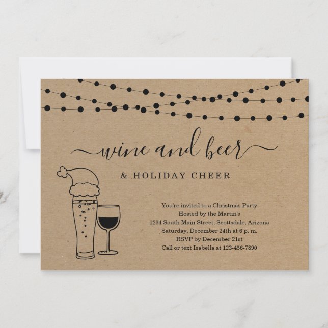 Invitation Vin et bière & vacances Soirée de Noël (Devant)