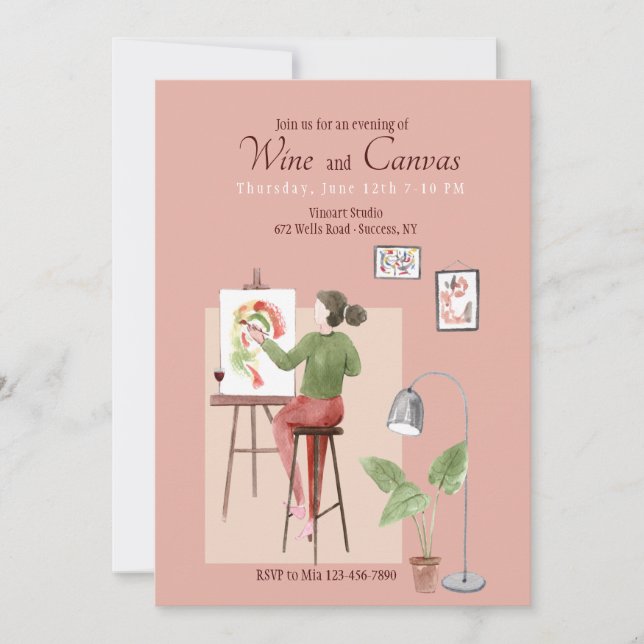 Invitation Vin et toile (Devant)