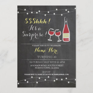 Invitation Vin Fête Anniversaire Chalk verre rouge N'IMPORTE 