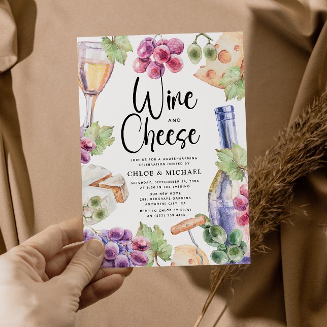 Invitation Vin & Fromage Aquarelle Fête de la Ménage (Créateur téléchargé)