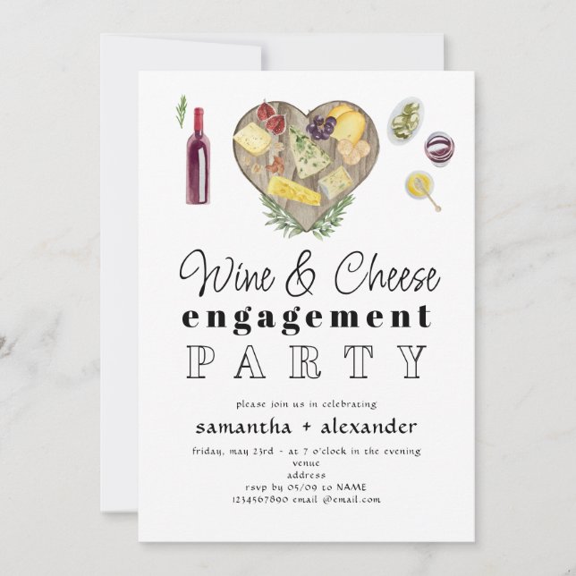 Invitation Vin & Fromage Charcuterie Commission d'engagement (Devant)