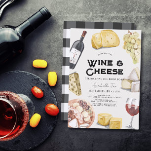 Invitation Vin & Fromage Charcuterie En vichy Fête des mariée