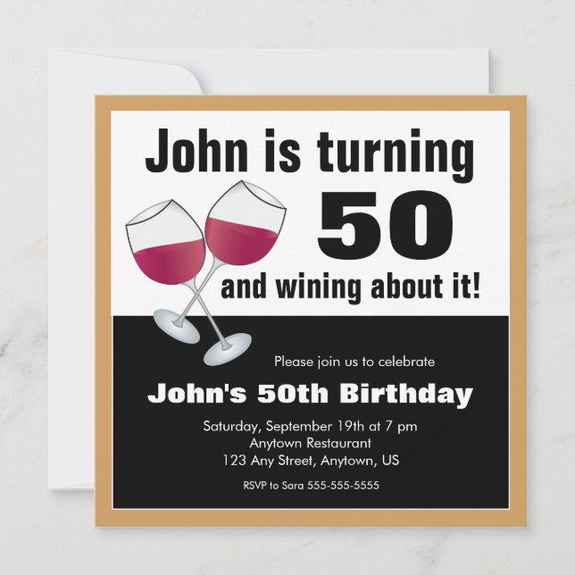 Invitation Vin Lover 50e fête d'anniversaire (Devant)