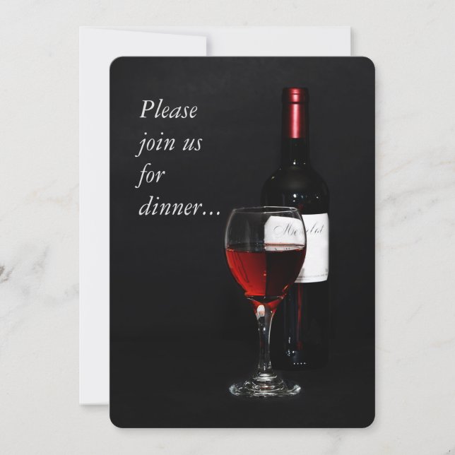 Invitation Vin moderne et bouteille (Devant)