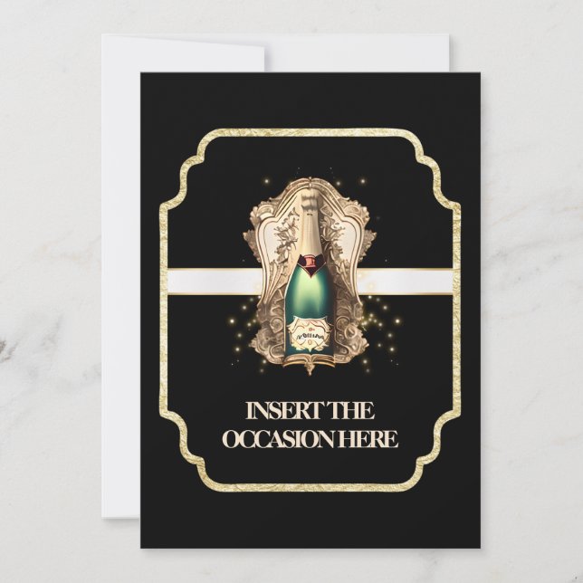 Invitation Vin mousseux pour anniversaire de la retraite au b (Devant)
