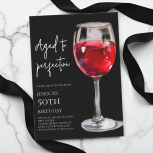 Invitation Vin noir vieilli à la perfection pour fête d'anniv