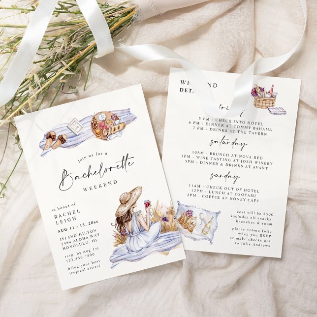 Invitation Vin Pique-nique Cottage Bachelorette Week-end (Créateur téléchargé)
