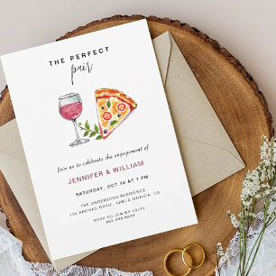 Invitation Vin & Pizza Pie parfaite Partie d'engagement