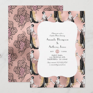 Invitation Vin rose Gold et Blush Dégustation Couples Douche