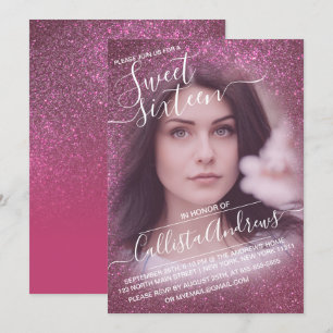 Invitation Vin rose rose Parties scintillant Ombre Photo Swee