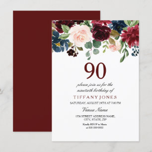 Invitation Vin rouge Bourgogne Fleurs 90e anniversaire Invita