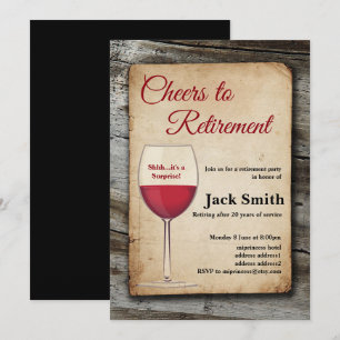 Invitation Vin rouge, fête de la retraite, retraite