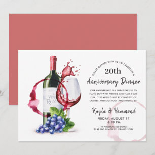 Invitation Vin rouge Occasion Anniversaire Dîner Invitat