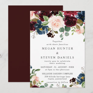 Invitation Vin rouge profond Bourgogne Blush Mariage de la ma