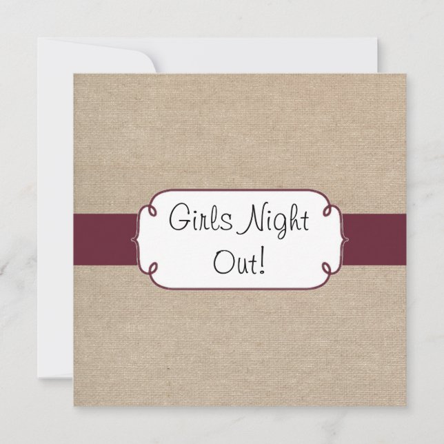 Invitation Vin rustique et nuit beige de filles de toile de (Devant)