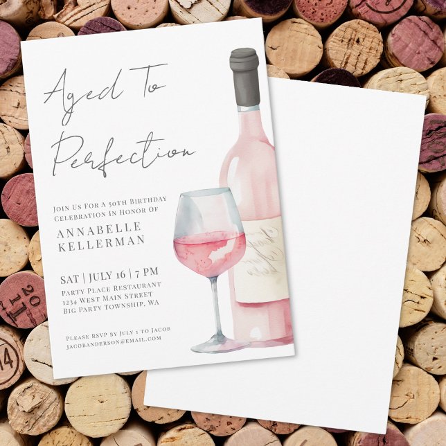 Invitation Vin Simple 50ème anniversaire (Wine Simple 50th Birthday Party Invitation)