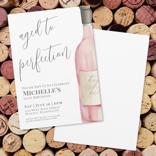 Invitation Vin Simple 70ème anniversaire (Wine Simple 70th Birthday Party Invitation)