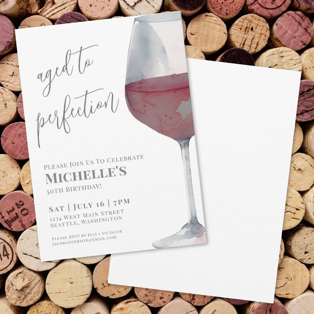 Invitation Vin Simple Cinquante Anniversaire (Wine Simple Ffity 50th Birthday Party Invitation)