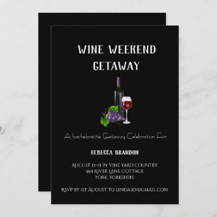 Invitation Vin Simple Raisin Noir Week-end Getaway Personnali