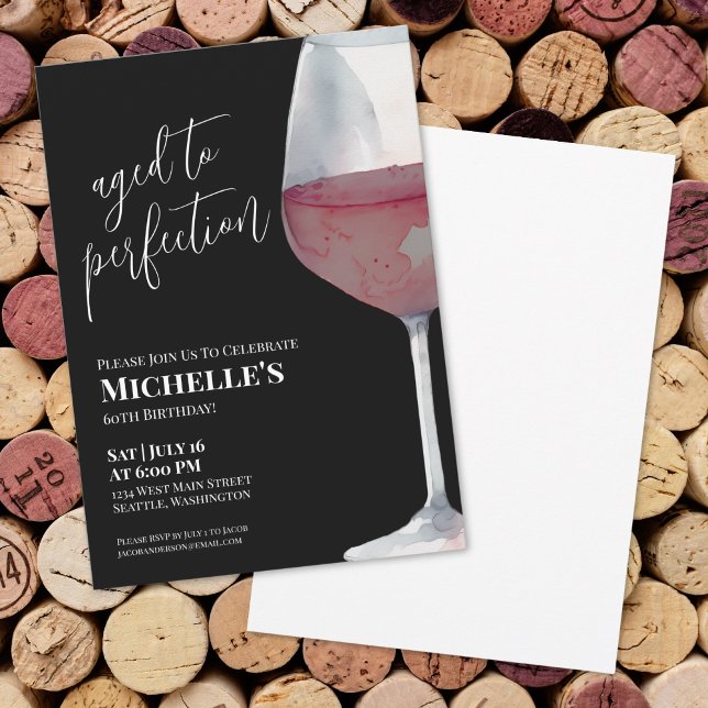 Invitation Vin Simple Soixante 60e anniversaire (Wine Simple Sixty 60th Birthday Party Invitation)
