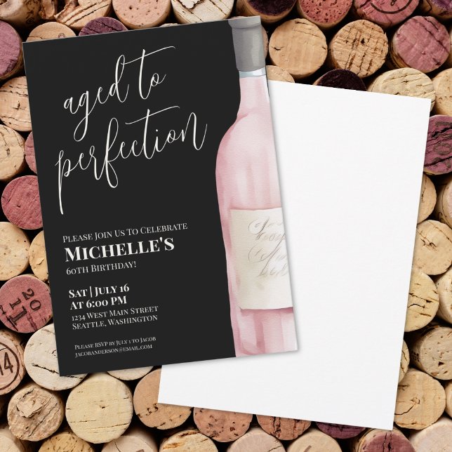 Invitation Vin Soixante-60e anniversaire (Wine Sixty 60th Birthday Party Invitation)