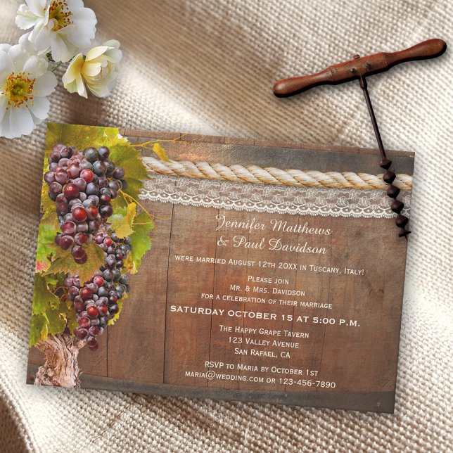 Invitation Vin Thème Après Mariage Réception Uniquement Invit (Créateur téléchargé)
